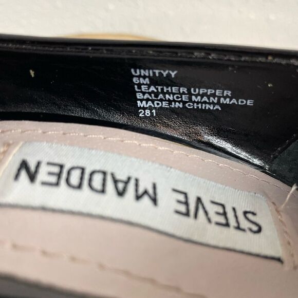 Steve Madden Black Unitty Leather Heels Size 6 EUC - Picture 6 of 6